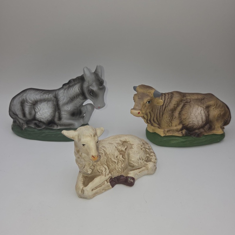 Vintage Nativity Replacement Hand Painted Made in Japan Set Of 3 Christmas 1950s